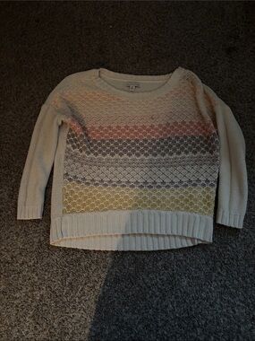 American Eagle Outfitters Light Cream Women's Knit Sweater with Pastel Stripes